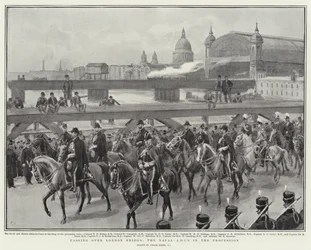 Passando sul London Bridge, gli ADC navali nella processione